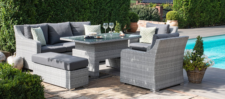 Maze Ascot 3 Seat Rattan Sofa Dining Set With Rising Table