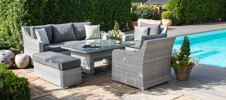 Maze Ascot 3 Seat Rattan Sofa Dining Set With Rising Table