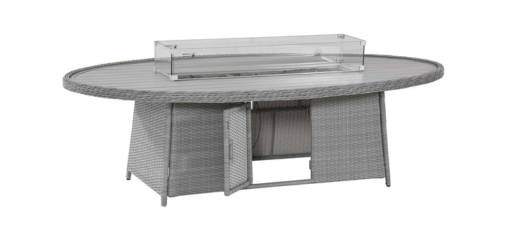 Maze Ascot 8 Seat Oval Dining Set with Fire Pit Table