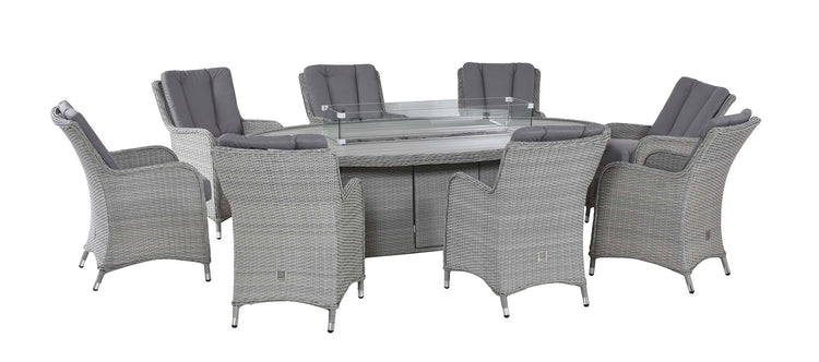 Maze Ascot 8 Seat Oval Dining Set with Fire Pit Table
