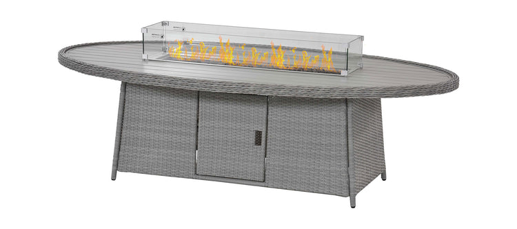 Maze Ascot 8 Seat Oval Dining Set with Fire Pit Table