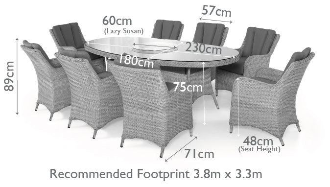 Maze Ascot 8 Seat Oval Dining Set