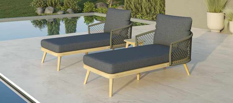 Maze Bali Rope Weave Sunlounger Set Grey-Better bed Company