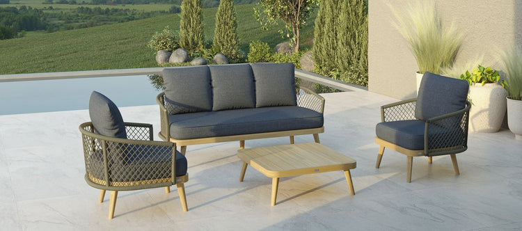 Maze Bali Rope Weave 3 Seat Lounge Set Grey-Better Bed Company
