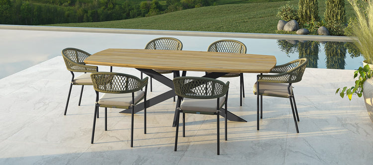 Maze Bali Rope Weave 6 Seat Oval Fixed Dining Set-Better Bed Company