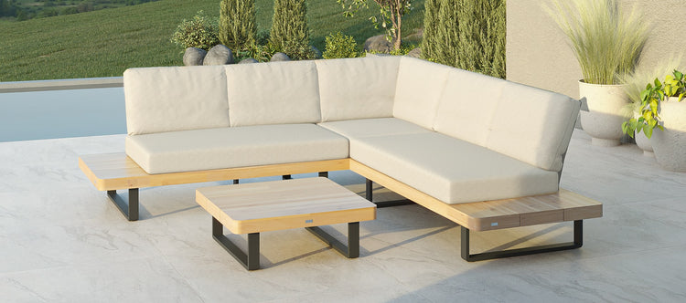 Maze Bali Wood Platform Corner Sofa Set-Better Bed Company