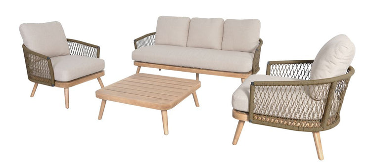 Maze Bali Rope Weave 3 Seat Lounge Set Oatmeal-Better Bed Company