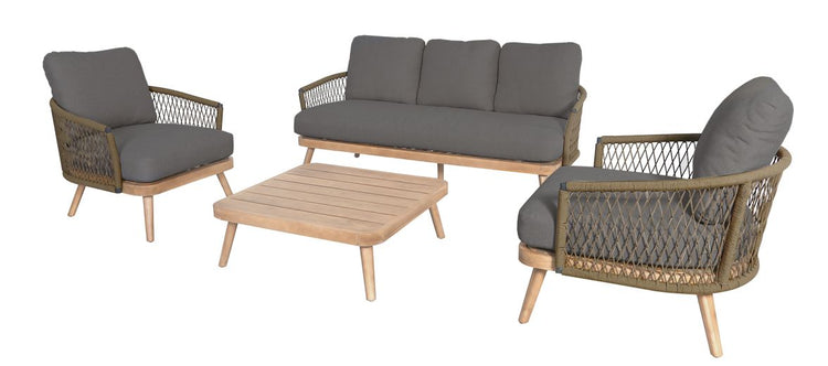Maze Bali Rope Weave 3 Seat Lounge Set Grey-Better Bed Company