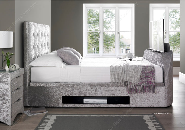 Kaydian Barnard Velvet Silver Crush Ottoman TV Bed