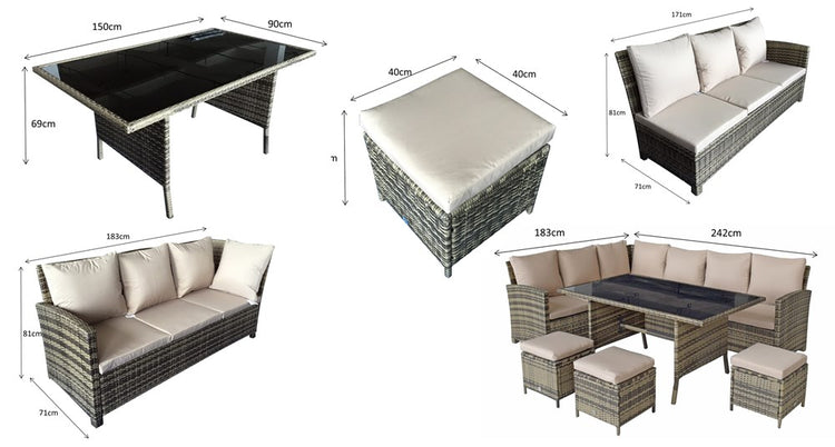 Signature Weave Charlotte Corner Dining Dimensions-Better Bed Company