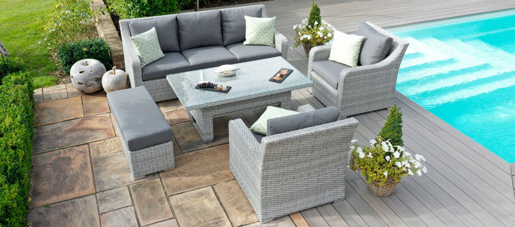 Maze Ascot 3 Seat Rattan Sofa Dining Set With Rising Table