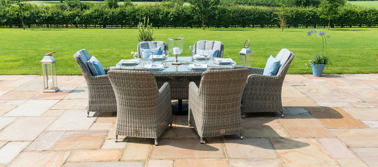 Maze Oxford 6 Seat Oval Dining Set With Ice Bucket And Venice Chairs With Lazy Susan