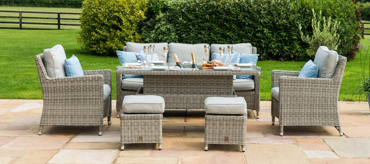 Maze Rattan Oxford Sofa Dining Set with Ice Bucket And Rising Table From Side Life Style-Better Bed Company