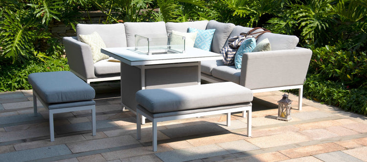 Maze Pulse Square Corner Dining Set With Fire Pit Table
