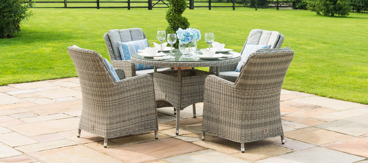Maze Oxford 4 Seat Round Dining Set With Venice Chairs