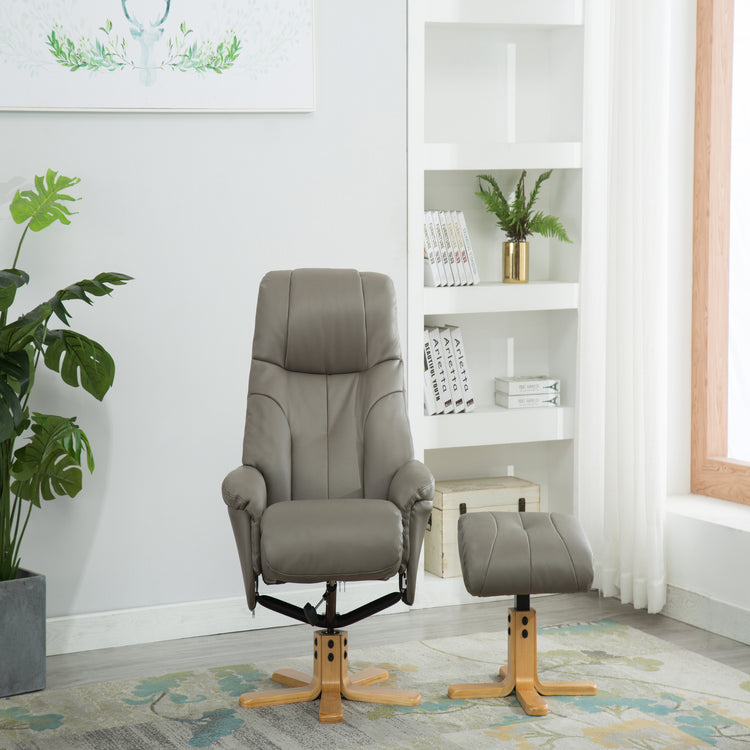 GFA Dubai Recliner And Foot Stool Grey Plush-Better Bed Company
