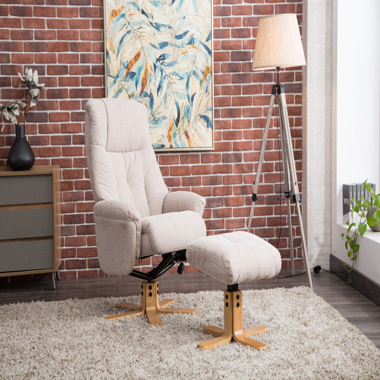GFA Dubai Recliner And Foot Stool Wheat-Better Bed Company
