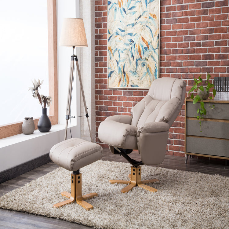 GFA Dubai Recliner And Foot Stool Pebble Plush-Better Bed Company