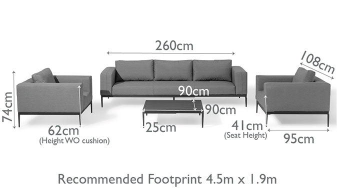 Maze Eve 3 Seat Sofa Set