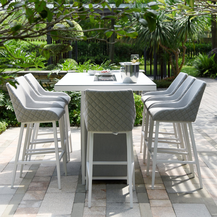 Maze Rattan Regal 8 Seat Rectangular Fire Pit Bar Set