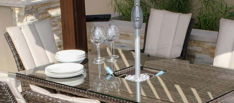 Maze LA 6 Seat Rectangular Rattan Dining Set With Ice Bucket