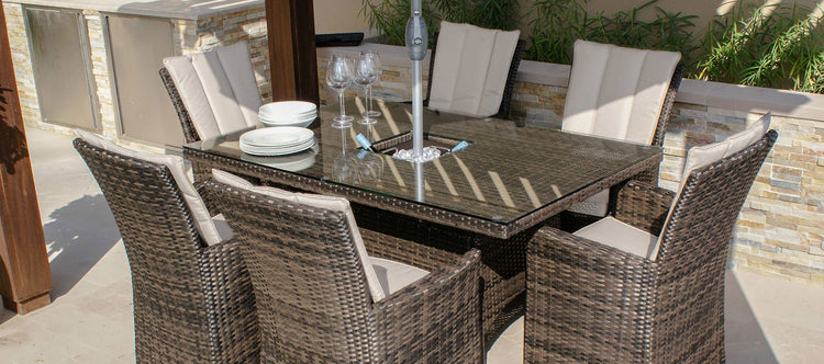Maze LA 6 Seat Rectangular Rattan Dining Set With Ice Bucket