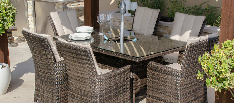 Maze LA 6 Seat Rectangular Rattan Dining Set With Ice Bucket