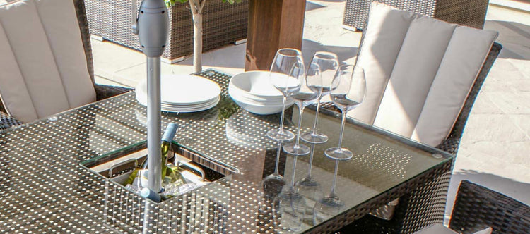 Maze LA 6 Seat Rectangular Rattan Dining Set With Ice Bucket