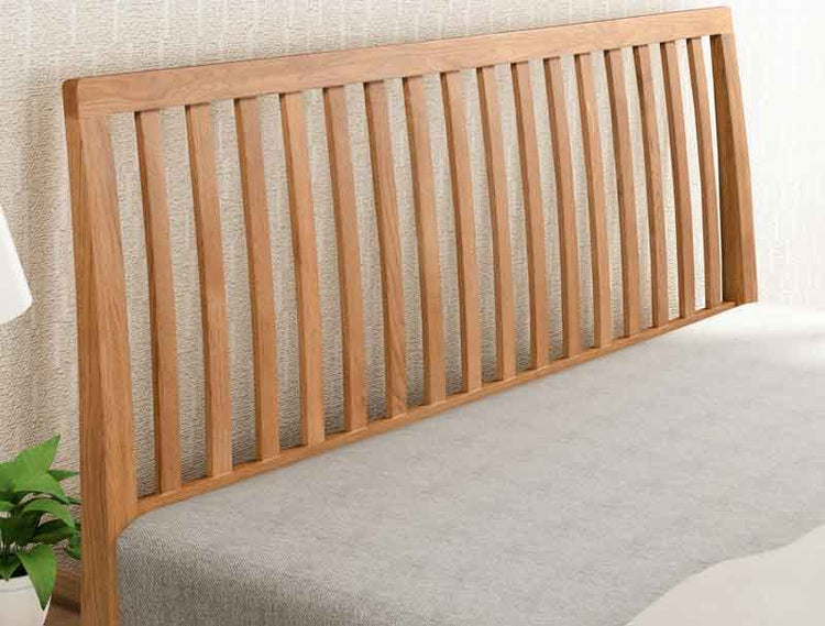 Flintshire Furniture Rowley Solid Smoked Oak Bed Frame Headboard Close Up-Better Bed Company