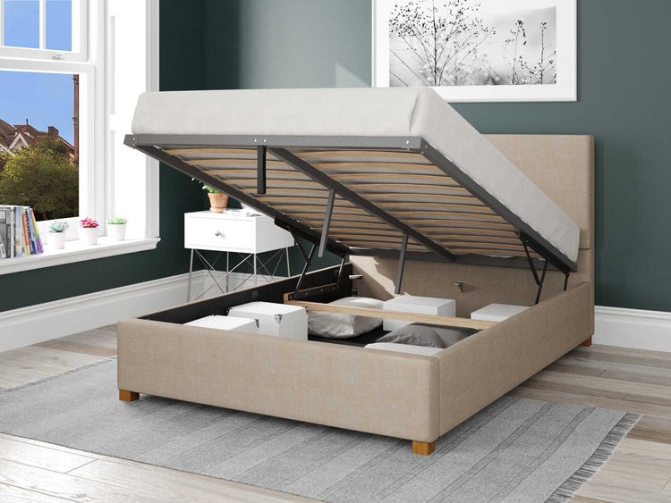 Better Peterborough Cream Ottoman Bed Open-Better Bed Company