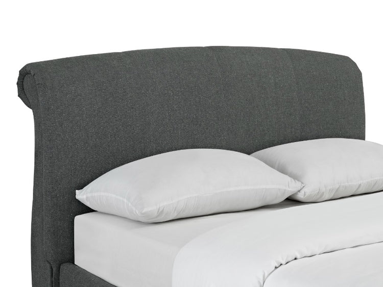 Heartlands Furniture Arabella Grey Linen Bed Frame Headboard Close Up-Better Bed Company