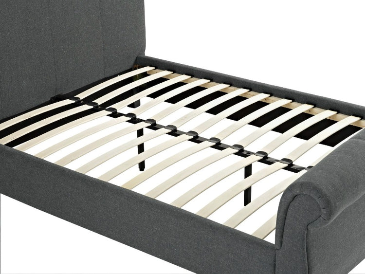 Heartlands Furniture Arabella Grey Linen Bed Frame Slats On Show-Better Bed Company