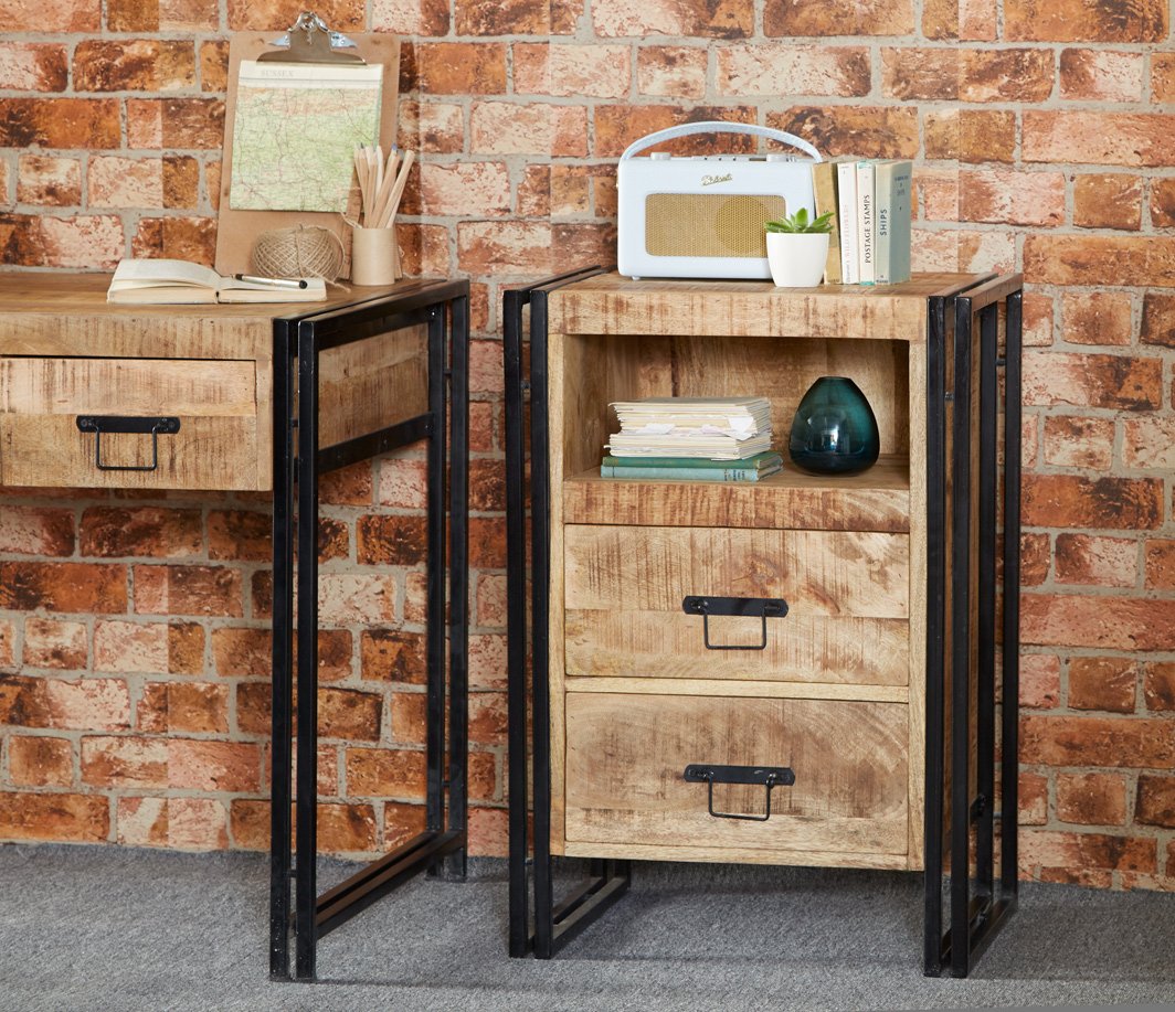 Industrial look side table discount