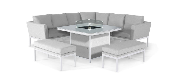 Maze Pulse Deluxe Square Corner Dining Set With Fire Pit