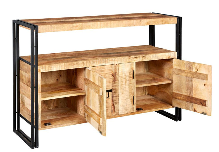 Indian Hub Cosmo Industrial Sideboard Both Doors Open-Better Bed Company