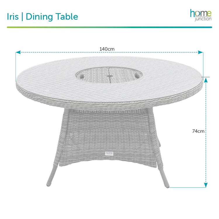 Home Junction Iris Round Dining Table with Ice Bucket and 6 Armchairs