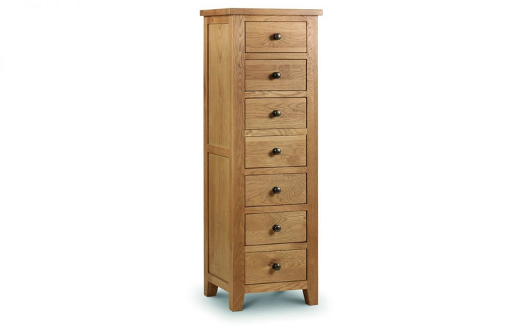 Julian Bowen Marlborough Oak 7 Drawer Tall Chest