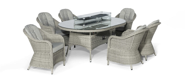 Maze Oxford 6 Seat Oval Fire Pit Dining Set With Heritage Chairs