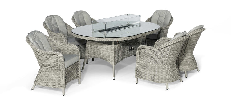 Maze Oxford 6 Seat Oval Fire Pit Dining Set With Heritage Chairs