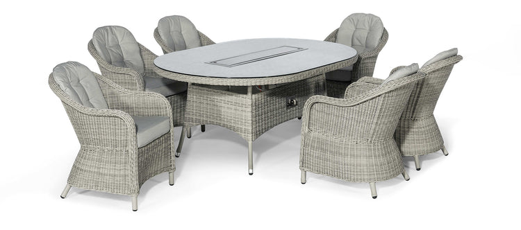 Maze Oxford 6 Seat Oval Fire Pit Dining Set With Heritage Chairs