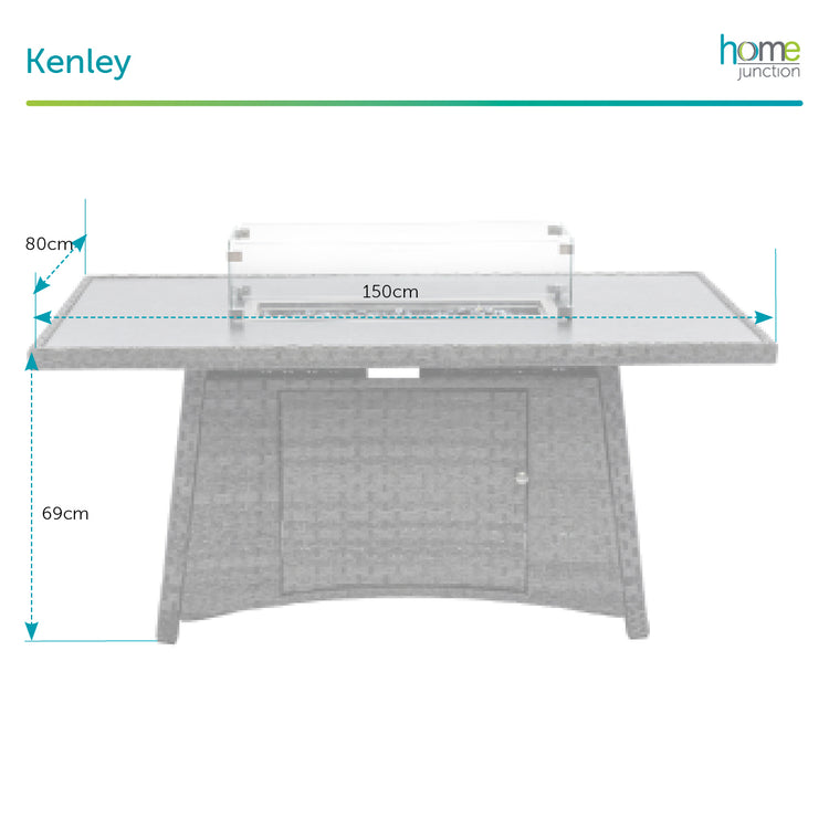 Home Junction Kenley Corner Sofa with Firepit Dining Table, Bench and Stool