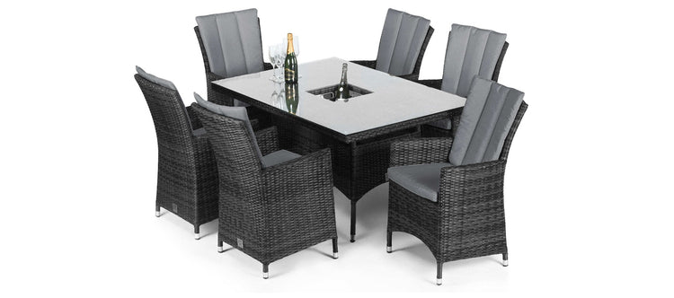 Maze LA 6 Seat Rectangular Rattan Dining Set With Ice Bucket