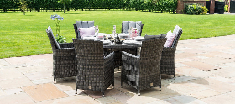 Maze LA 6 Seat Round Rattan Dining Set With Ice Bucket