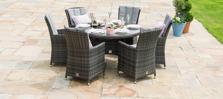Maze LA 6 Seat Round Rattan Dining Set With Ice Bucket