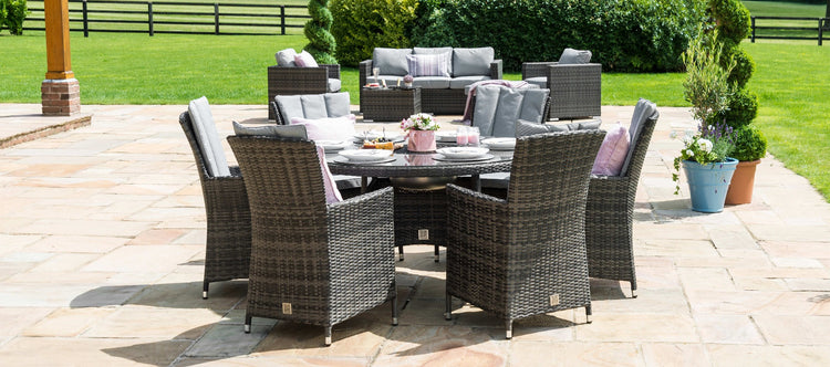 Maze LA 6 Seat Round Rattan Dining Set With Ice Bucket