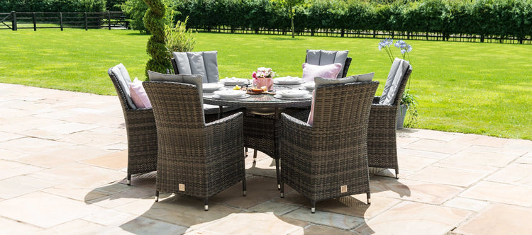 Maze LA 6 Seat Round Rattan Dining Set With Ice Bucket