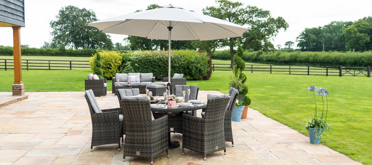 Maze LA 6 Seat Round Rattan Dining Set With Ice Bucket