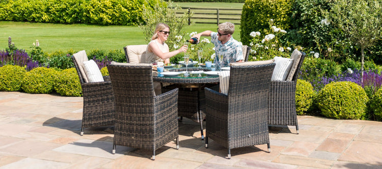 Maze LA 6 Seat Round Rattan Dining Set With Ice Bucket