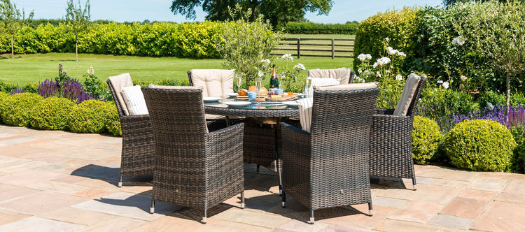 Maze LA 6 Seat Round Rattan Dining Set With Ice Bucket