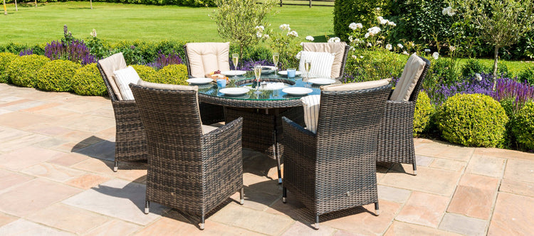 Maze LA 6 Seat Round Rattan Dining Set With Ice Bucket